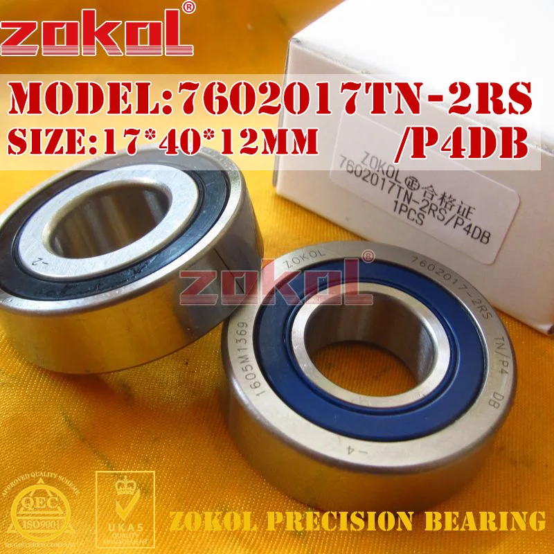 

ZOKOL 7602017 TN 2RS P4 DB C 760203 2RSDB Axial Angular Contact Ball Bearing 17*40*12mm