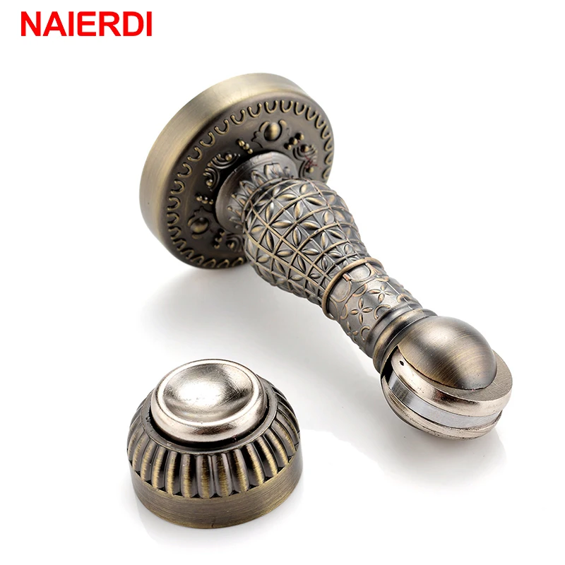 NAIERDI Bronze Retro Design Zinc Alloy Magnetic Door Stop Stopper Holder Catch Floor Fitting With Screws For Family Home Etc