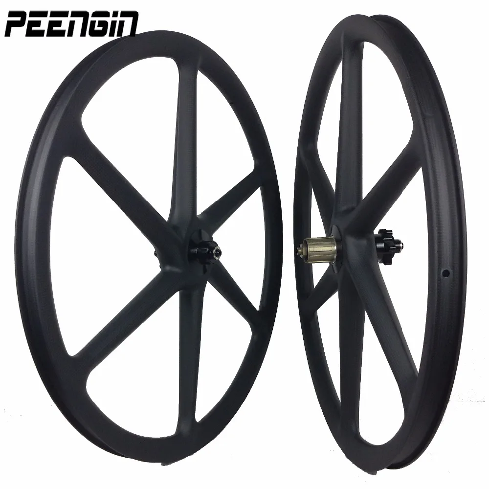 DIY UD Carbon 3K Weave 6 Spokes Clincher Wheels Mountain Bike Six Wheelset 27.5 Inch MTB Bicycle 26er/650B Matt/Glossy Finishing