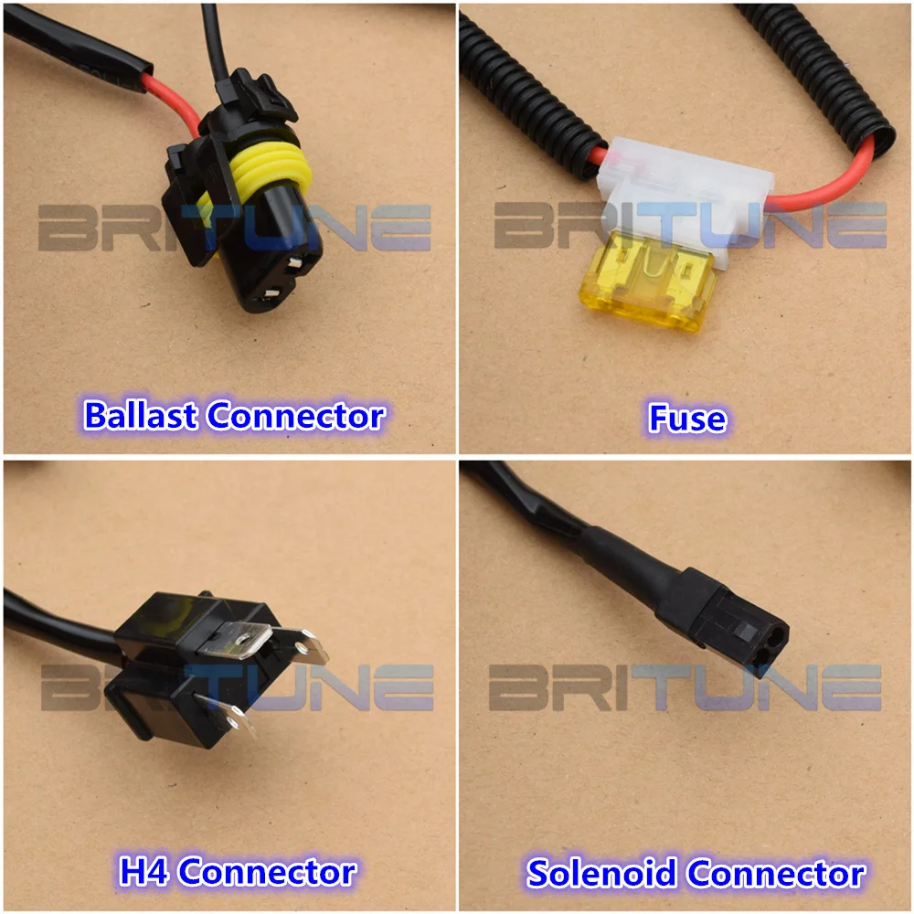 Britune H4 H4-3 9003 Relay Harness For Bi-xenon Projector Lens High Low Controller Cable Wire 12V 35W/55W Car Lights Accessories