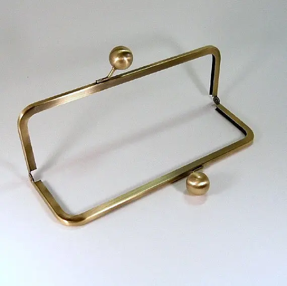 9x3 Inch Antique Brass Purse Frame With Big Kiss Lock Clasp