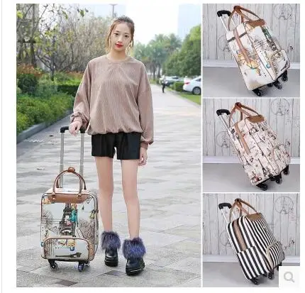 Marca 20 Pollice 22 pollice Donne bagaglio Trolley Borsa su ruote Borsa Da Viaggio Valigia Viaggi di Rotolamento Bagaglio Valigia di Viaggio gommato