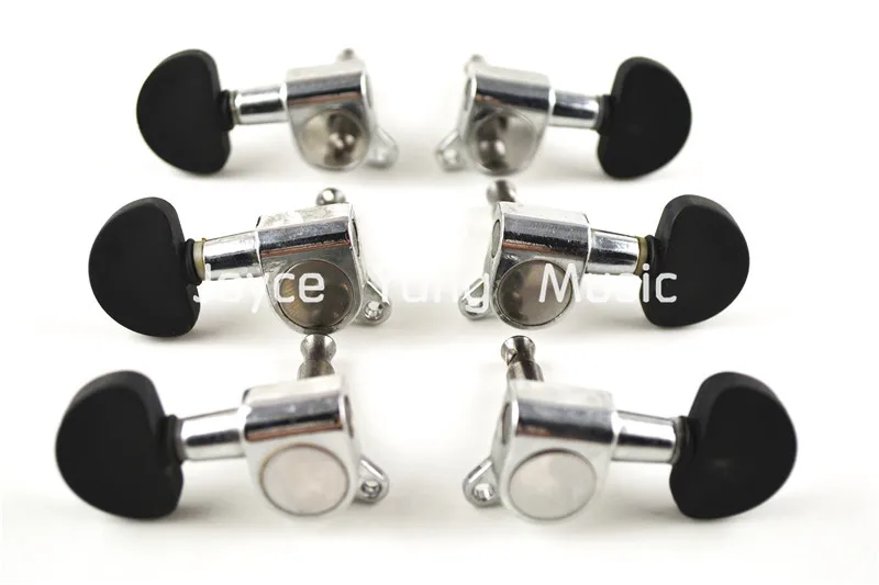 Niko Chrome Guitar Tuning Pegs Tuners Machine Head Matte Black Cap 3L+3R/6-In-Line Free Shipping Wholesales