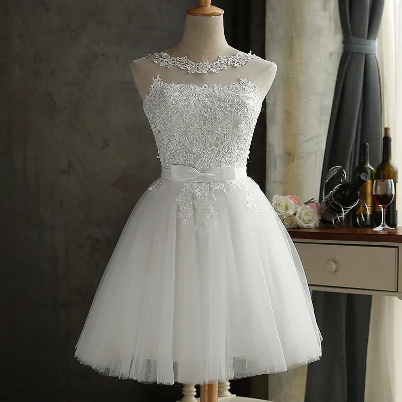 Vestidos de novia de dama de honor blancos cortos hechos a medida con cordones para fiesta, graduación, graduación, Vestidos de rendimiento, dulce recuerdo