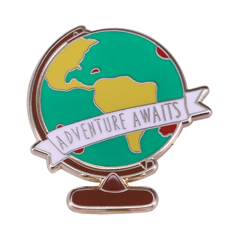 Adventure awaits globe brooch travel inspired world map pin wanderlust great addition