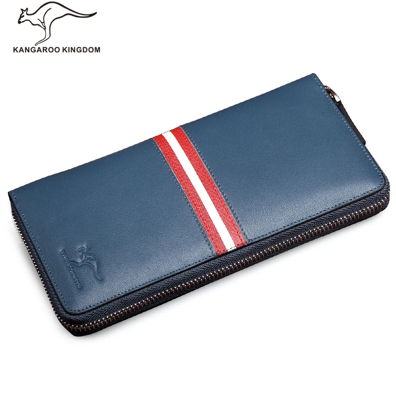 Kangaroo Kingdom Famous Brand Men Wallets Genuine Leather Long Clutch Wallet