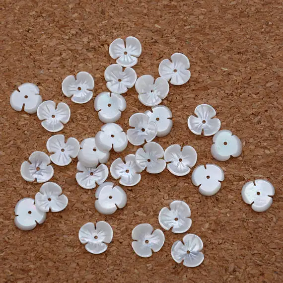 4개 10mm 진주 쉘 꽃 비즈, 화이트 쉘 비즈, 쉘 쥬얼리 만들기