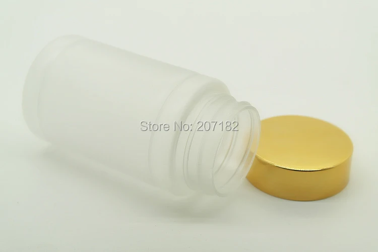 (100PCS/Lot) 100cc Frosted White Bottle with Golden Cap Caspule Bottle, PET Bottle, 100ml Plastic Capsules Bottle