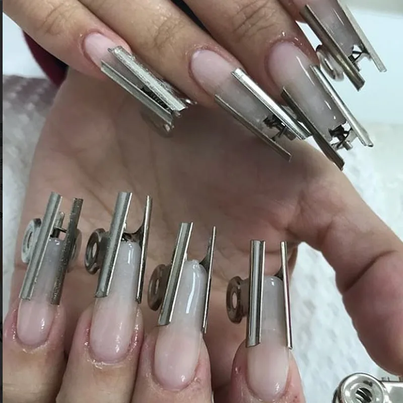 6pcs/lot Stainless Steel C Curve Nail Pinching Tool 4Colors Suitable For Fiberglass Nail Extension