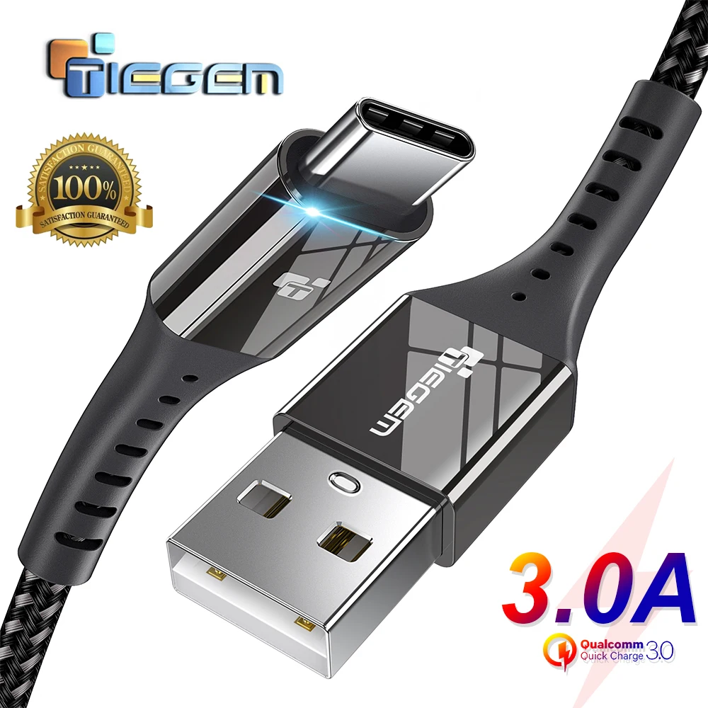 

Кабель TIEGEM usb-c, для Xiaomi, Samsung S21, S20, быстрая зарядка, 3 А