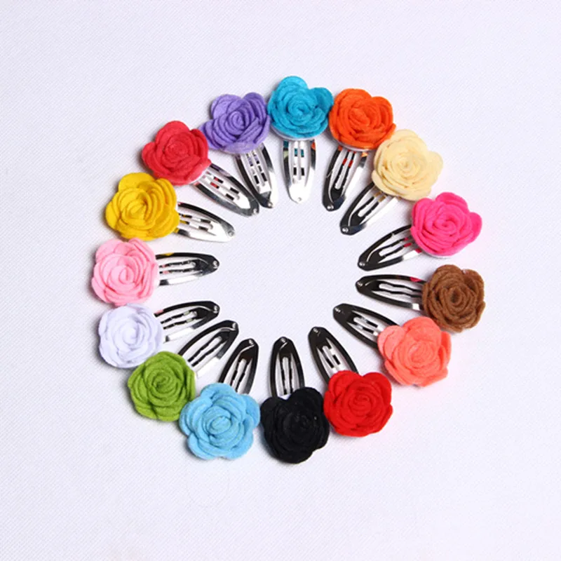 

30pcs Felt Flower Hair Clip Set, Rose Felt Hairclips, Flowers HairClip, Bloom Felt Snap Clips, Girls hairclips Wholesale