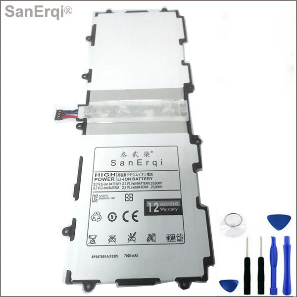 SanErqi Top Brand Battery For Samsung Galaxy Note 10.1 N8000 N8010 Tab 2  P5100 P5110 P7500 P7510 SP3676B1A (1S2P )