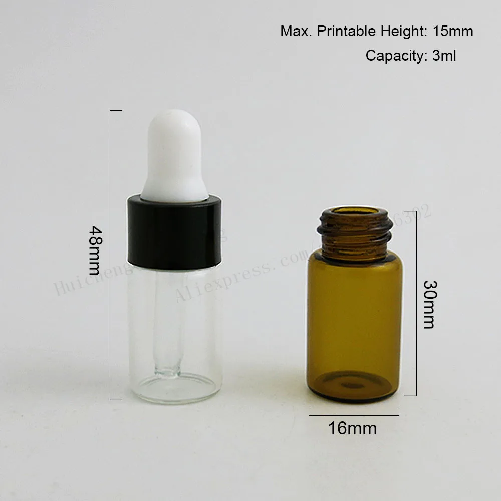 100 x 3ml Clear Mini Cute Glass Dropper Bottle Jars Vials With Pipette For Cosmetic Perfume Essential Oil Bottles Piepette Vials