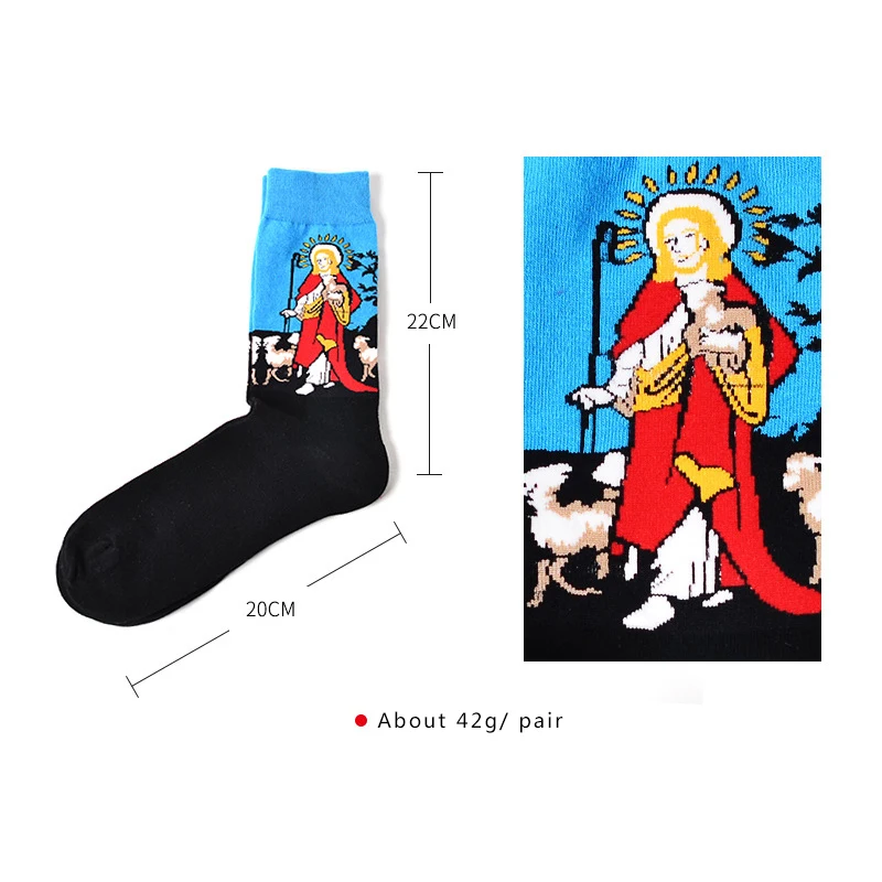 Socks Funny Retro Art Painting Character Pattern For Women Men Calcetines Van Gogh Socks Paragraph Abstract Art Oil Painting