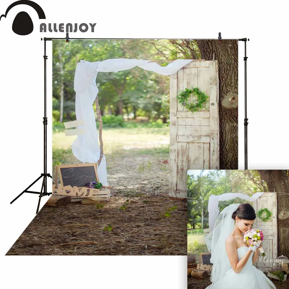 

Allenjoy rustic wedding backgrounds for photo studio vintage home white door flower tree nature newborn photo studio photocall