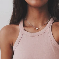 Tiny Heart Necklace for Women SHORT Chain Heart Pendant Necklace Gift Ethnic Bohemian Choker Necklace Drop Shipping