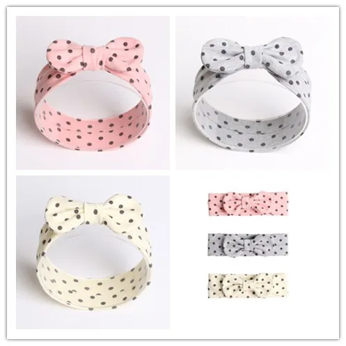 Boutique 15pcs Fashion Cute Dot Hair Bow Newborn Headbands Cute Rabbit Ears Bow Tie Soft Hairbands Photography Drops Headwear