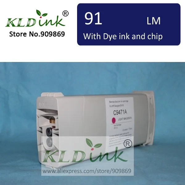 [KLD Ink] Compatible HP91 C9471A LIGHT MAGENTA Dye ink cartridge for Designjet Z6100 printer