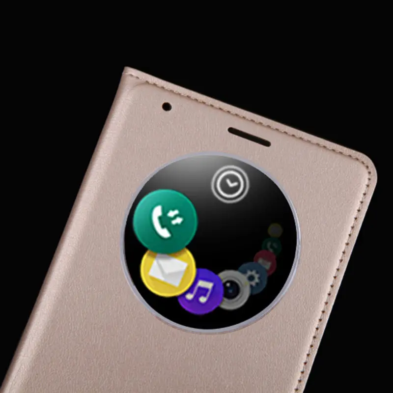 Flip Cover Leather Phone Case For LG G4 LGG4 G 4 H818 H815 H812 H811 H810 LS991 VS986 F500 Smart View Back Case Circle Window