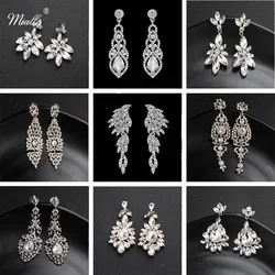 Miallo Fashion Austrian Crystal Alloy Bridal Long Earrings for Women Wedding Big Earrings for Bride Bridesmaids Gifts