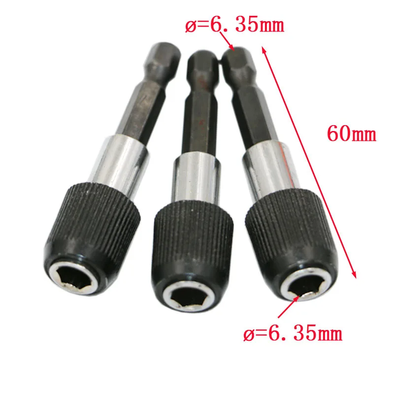 3PC Good Quality Chrome Vanadium Steel Magnetic Screwdriver Bit Holder 60MM With Aluminium Elastic Cover 1/4