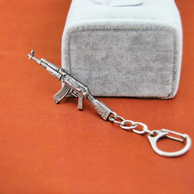 Mini Metal CS GO AK47 M16 Gun Keychain For Men Trinket Counter Strike Saber Key Chain Rifle Male Jewelry Souvenirs  Party Gift