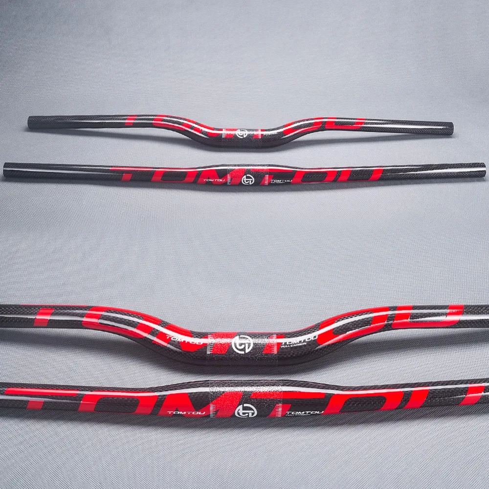 

TOMTOU Carbon Handlebar MTB Bike Accessories Rise / Flat Bars 31.8*580/600/620/640/660/680/700/720/740/760mm Red Logo 3K Glossy