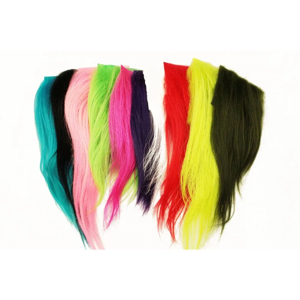 

Tigofly 2 pcs/lot 8X8cm 10 colors Goat Hair Fur 15-20cm Length Streamers Fly Tying Fur Materials