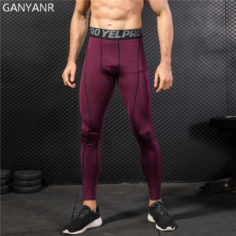 

GANYANR Running Tights Men Leggings Yoga Basketball Fitness Compression Pants Athletic Sports Skins Bodybuilding Jogging Dry Fit