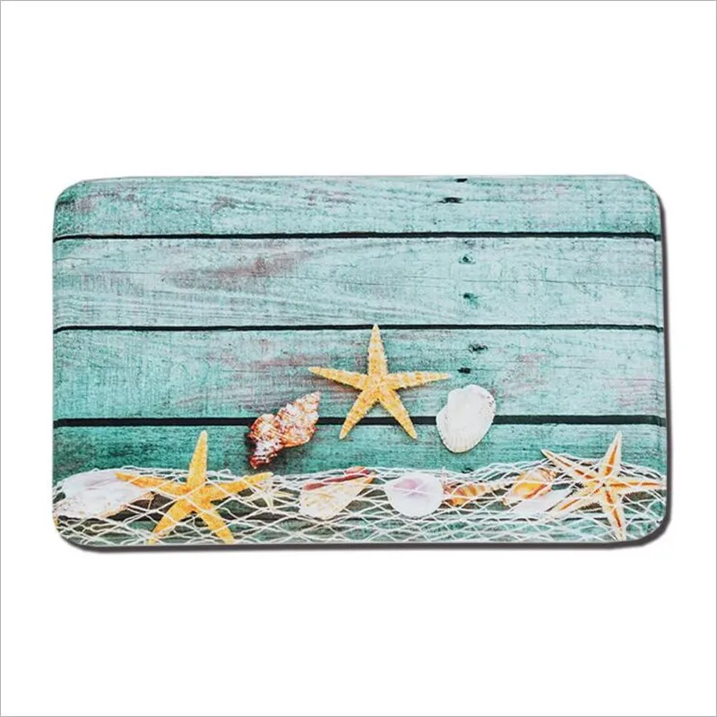 Occident Style Slow Memory Foam Carpet with wood board starfish printing Pattern Bedroom Kitchen Bathroom Non-Slip Floor Pad