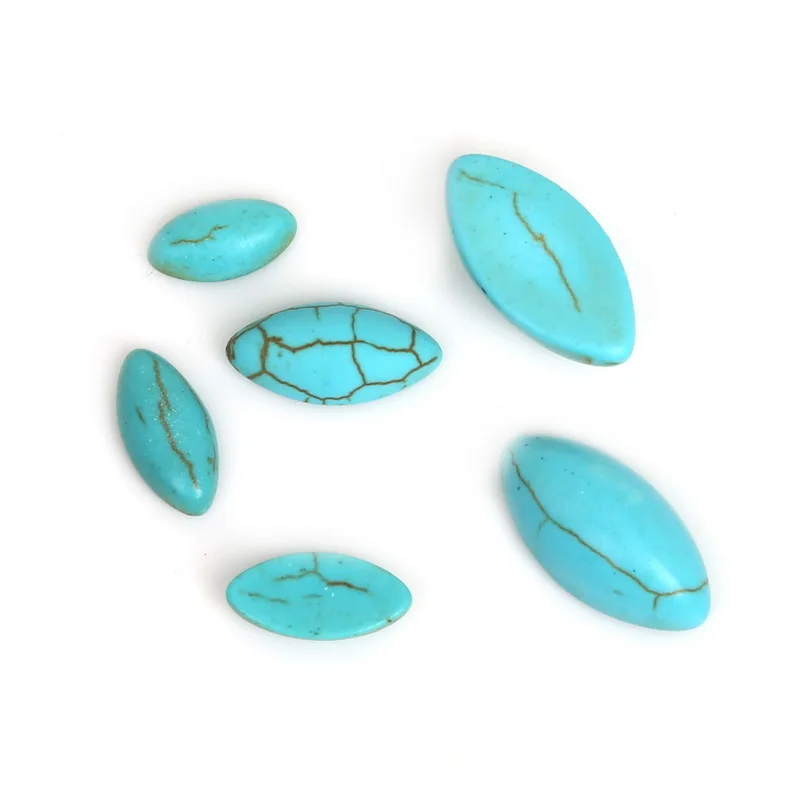 5x10/6x12/7x14/9x17mm Horse Eye Shape Synthetic Blue Calaite Flat Back Cabochons Beads for DIY Jewelry & Craft Making