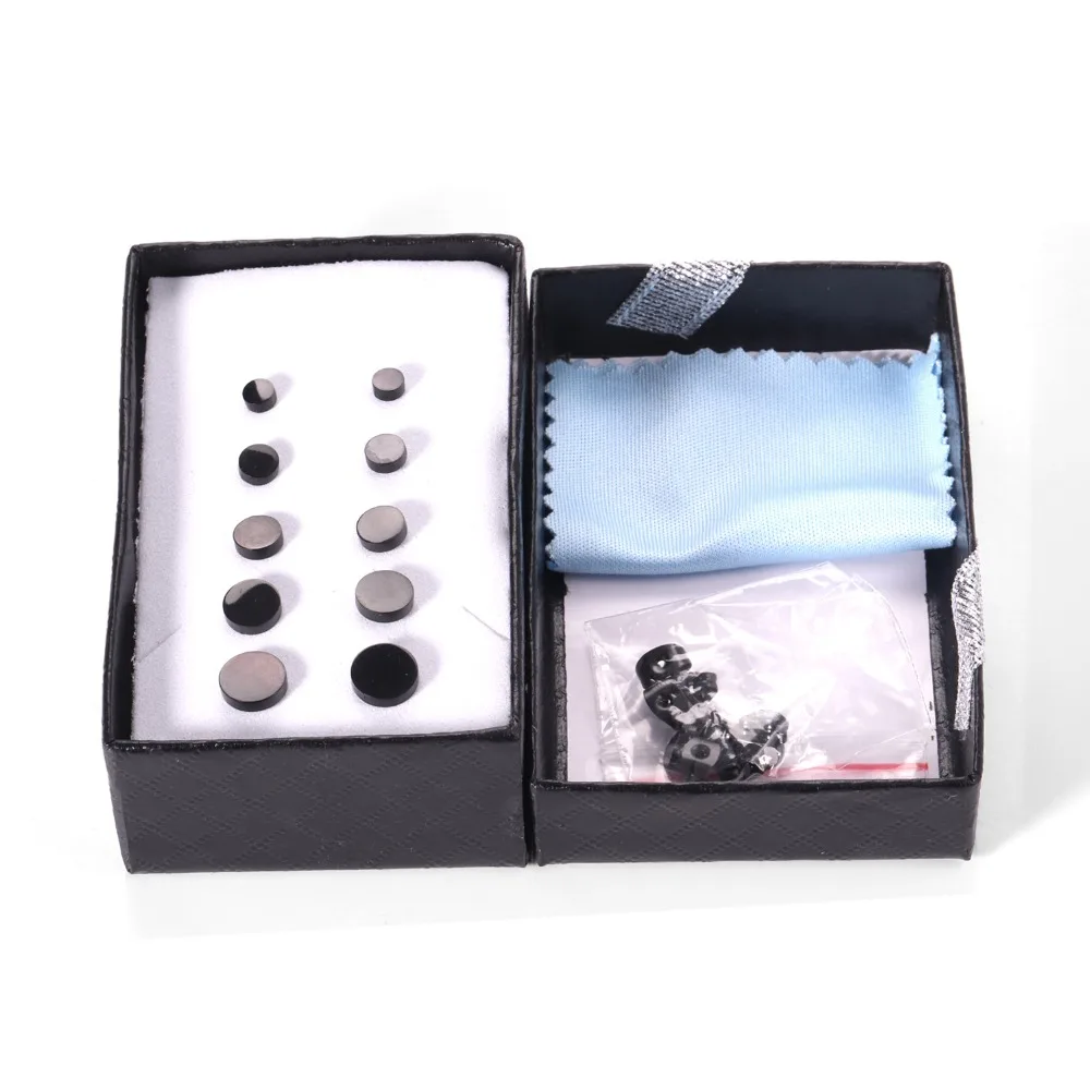 LUXUSTEEL-مجموعات القرط الفولاذ المقاوم للصدأ ، ودفع الظهر مسمار الأذن ، أسود شكل دائري ، حجم مختلط ، 4 مللي متر إلى 8 مللي متر ، 5 أزواج لكل صناديق ، جديد #6