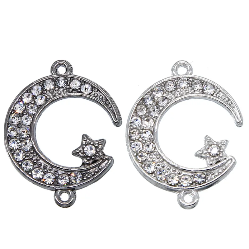 6pcs Supplies For Jewelry  Silver Allah Muslim Crescent Moon Charm Connector Accessories For Islamic Jewelry DIY Making