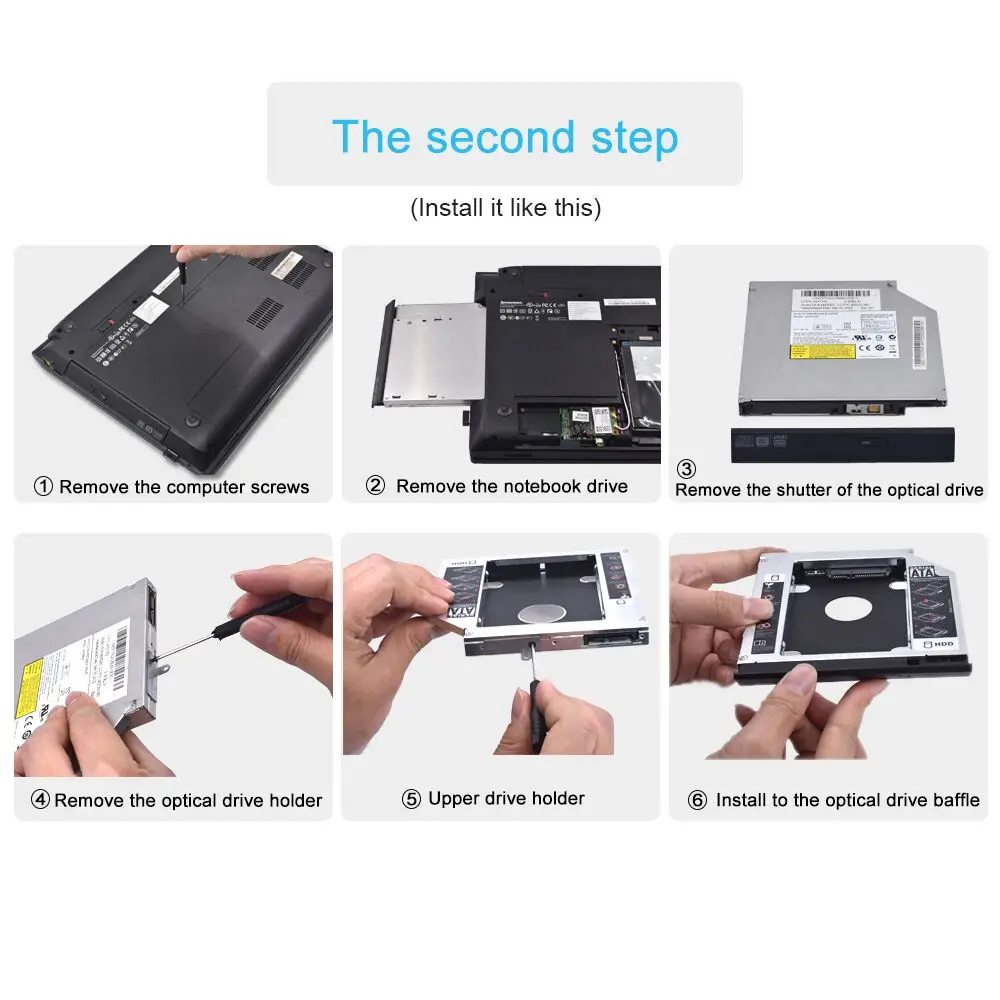 TISHRIC Universal 2nd HDD Caddy 9.5 12.7mm SATA 3.0 2.5 Hard Drive Caddy Adapter DVD SSD For Laptop Optical Bay HDD Case