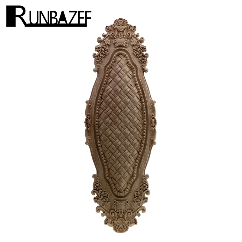 RUNBAZEF Door Heart Oak Wood Applique Carved Corner Vintage Home Decoration Maison Accessories Door Wall Furniture Decor Decal