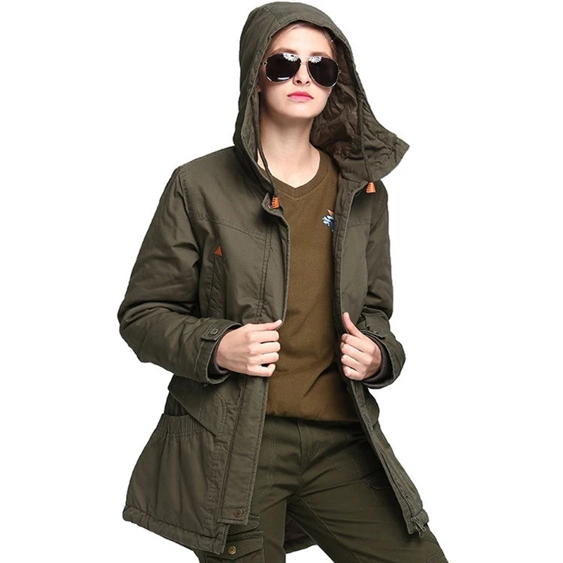 

New Outdoor Women's Tactical Jacket Windproof Cotton Training Camouflage Hunting Jackets Warm Thick Military Combat Winter Coats