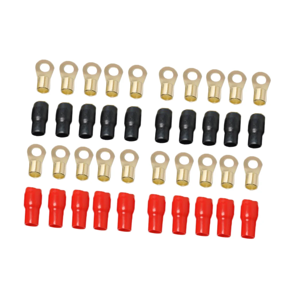 

10 Pairs 4 AWG Car Audio Power Ground Wire Ring Terminal Connector Brass