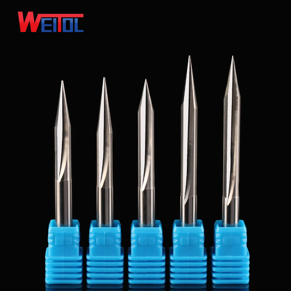 Weitol N 6mm two/double flutes V straight bit wood carving tools CNC router bit milling cutter for wood
