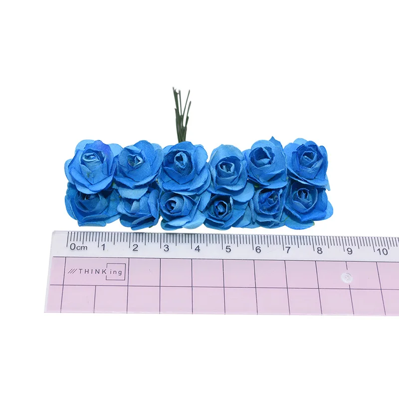 72/144pcs 2cm Mini Rose Artificial Paper Flowers for Wedding Decoration Handmade DIY Wreath Gift Scapbooking Craft Fake Flower 8