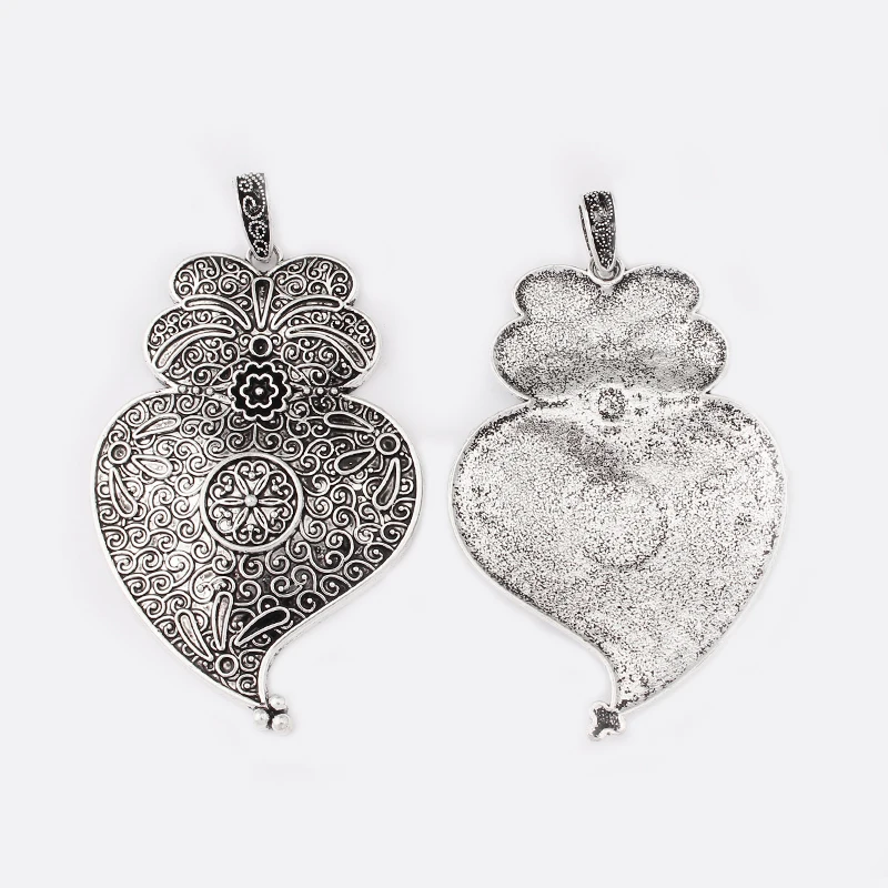 2pcs Tibetan Silver Viana Heart Charms Pendants for Necklace Jewelry Findings DIY Making