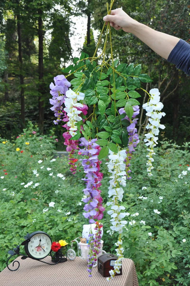 Prese di fabbrica] fiori di simulazione di glicine fiori artificiali produttori di fiori di simulazione aperti con l'inaugurazione della casa di nozze