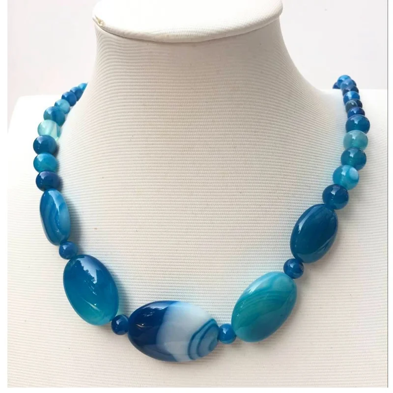 Onyx bead chain charm Fashion Jewelry Mulitcolor Carnelian Round Oval beads Woman Men Necklace 21.5 \