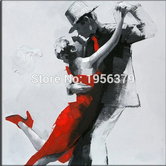 Sexy Lady and Man Dancing Oil Painting on Canvas Hand Painted Modern Abstract Tango Painting Home Decorative Hang Pictures