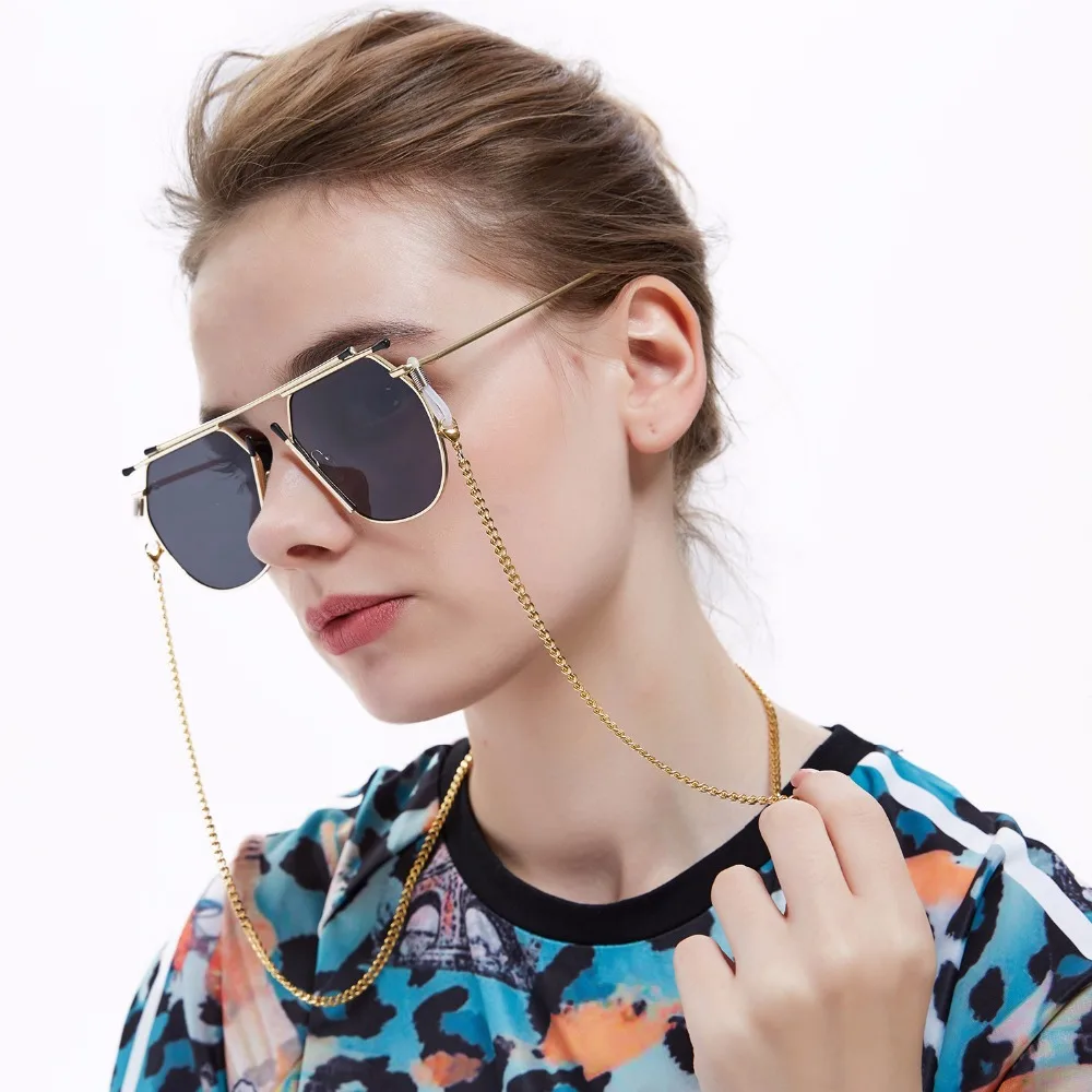 Casual Luxury Women fashion stainless steel sunglasses chain cord holder neck strap eyeglasses chain with silicone good loop