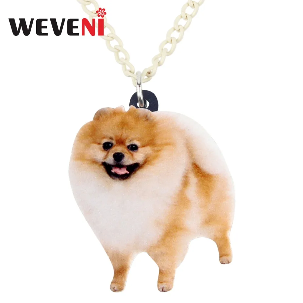 WEVENI Original Acrylic Happy Pomeranian Dog Necklace Pendant Chain Choker Anime Cute Bijoux Jewelry For Women Girls Wholesale