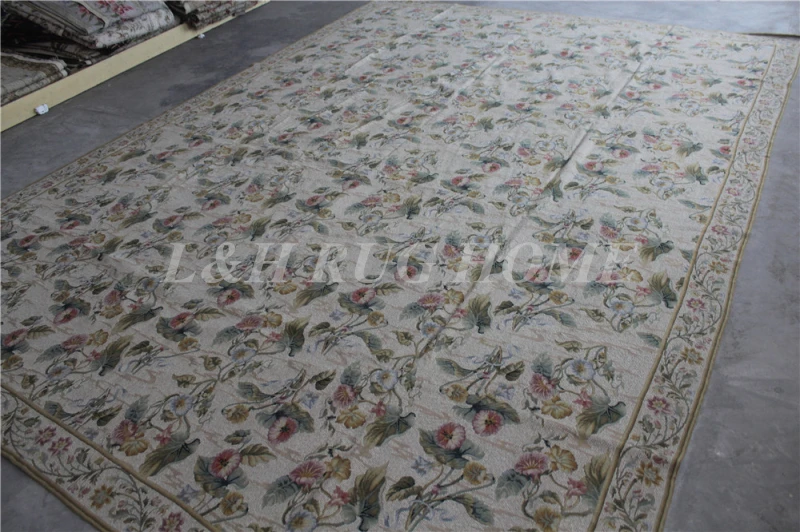 Free shipping 10+15K 9'X12' classical needlepoint rugs, 100% New Zealand wool rugs rice stitched hand knotted rugs