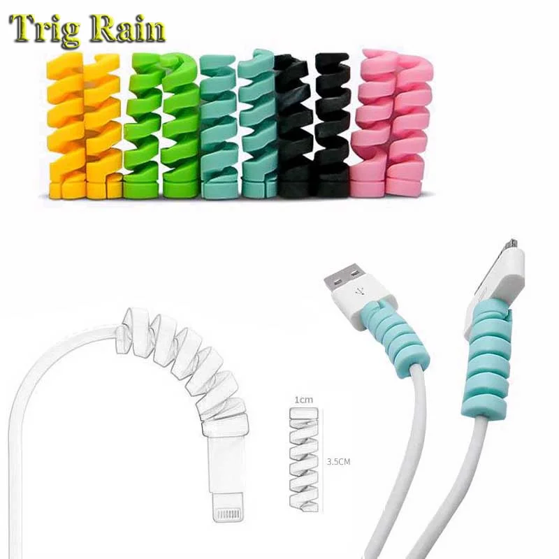 100pcs Spiral Cable Protector Data Line Silicone Bobbin Winder Protective For iphone Android USB Charging Earphone Case Cover