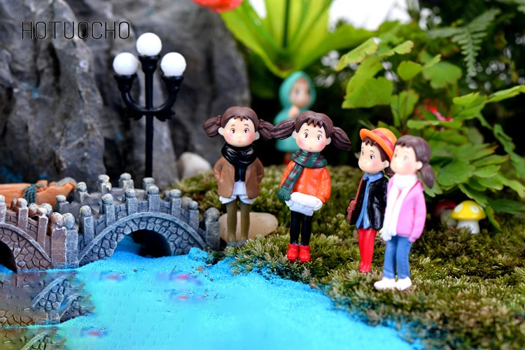 4 pcs Winter Xiaomei doll Moss micro-landscape small creative Zakka figurine home decorations fairy garden miniatures