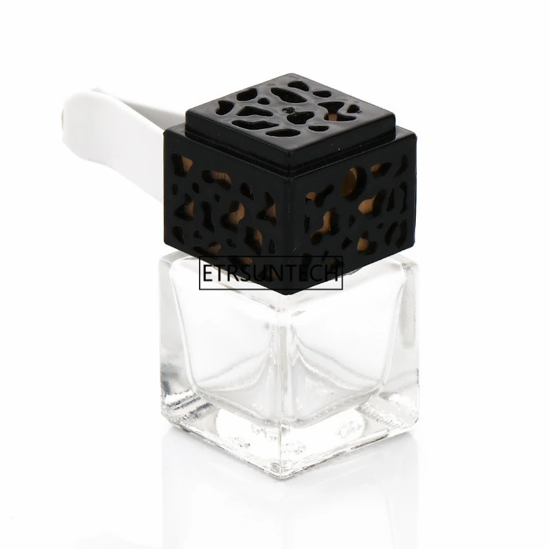 100pcs Square Perfume Bottle Air Conditioner Air Outlet Square Glass Bottle With Clip Auto Product F3052