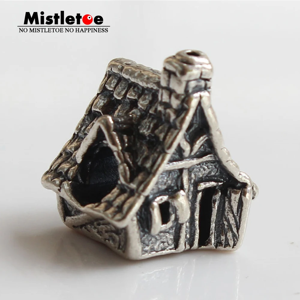 Mistletoe 925 Sterling Silver Designer Itch house Witch house charm Bead Fit European 3.0mm Bracelet Jewelry Small Hole